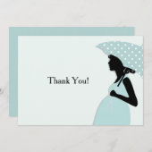 青い水玉模様の傘はNotecard感謝していしています ノートカード (正面/裏面)