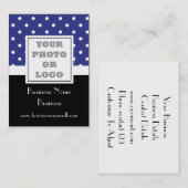 青い水玉模様の写真のロゴ 名刺 (正面/裏面)