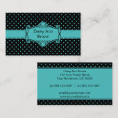青い水玉模様の名刺との黒 名刺 (正面/裏面)
