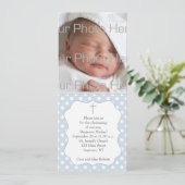 青い水玉模様の宗教写真カード 招待状 (スタンド正面)