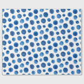 青い水玉模様の水色。ネイビーモダンパターン ラッピングペーパー (フラット)