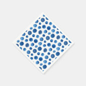 青い水玉模様の水色。ネイビーモダン型 スタンダードカクテルナプキン (角)