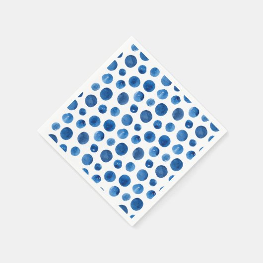 青い水玉模様の水色。ネイビーモダン型 スタンダードカクテルナプキン (角)