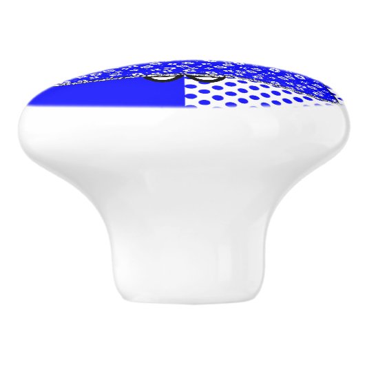 青い水玉模様の背景のメアリー人形 セラミックノブ (側面)