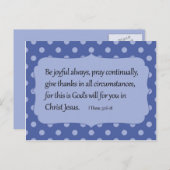 青い水玉模様は喜ばしい聖句 ポストカード (正面/裏面)