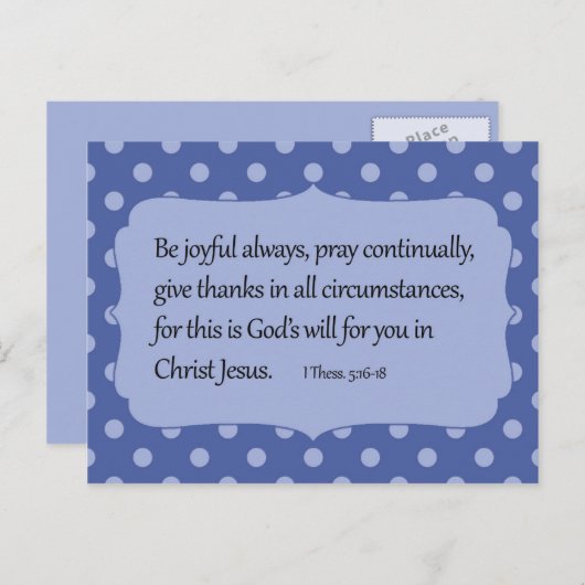 青い水玉模様は喜ばしい聖句 ポストカード (正面/裏面)