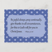 青い水玉模様は喜ばしい聖句 ポストカード (正面)