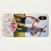 青い水玉模様を持つカスタムな写真及びモノグラムのバラ Case-Mate iPhoneケース (裏面(横))