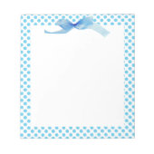 青い水玉模様オンホワイト ノートパッド (正面)