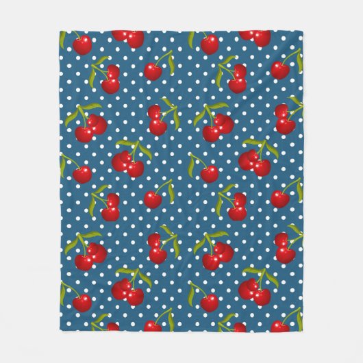 青い水玉模様パターンドットパターンイラストレーターPo フリースブランケット (正面)