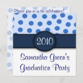 青い水玉模様パーティの招待状 招待状 (正面/裏面)