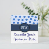 青い水玉模様パーティの招待状 招待状 (スタンド正面)