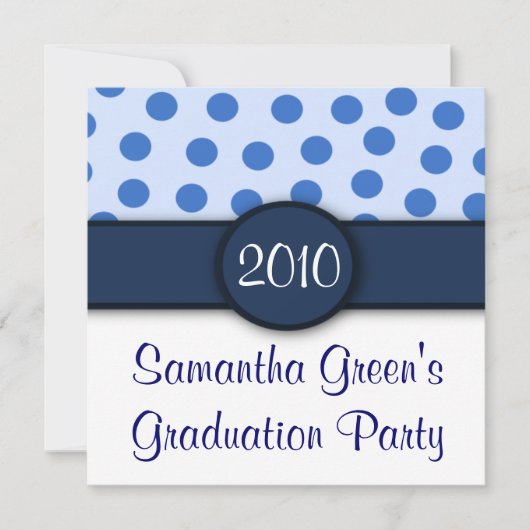 青い水玉模様パーティの招待状 招待状 (正面)