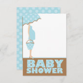 青い水玉模様ベビーシャワー招待状 招待状 (正面/裏面)