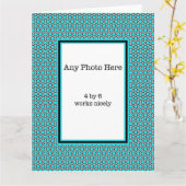 青い水玉模様写真 カード (黄色い花)