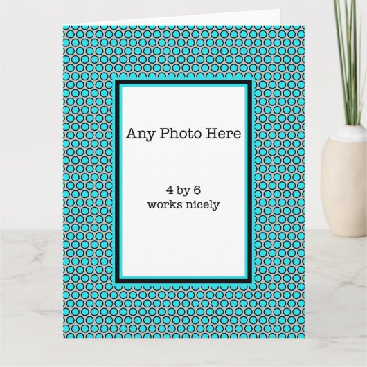 青い水玉模様写真 カード (正面)