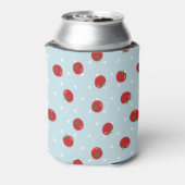 青い水玉模様背景のトマトパターン 缶クーラー (缶裏面)
