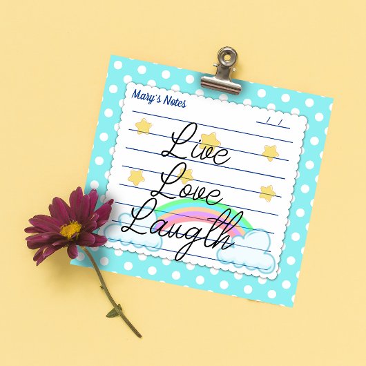 青い水玉模様、かわいい星と虹3" x 3" ポストイット