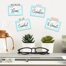 青い水玉模様、かわいい星と虹4" x 3" ポストイット