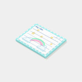 青い水玉模様、かわいい星と虹4" x 3" ポストイット (アングル)