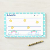 青い水玉模様、かわいい星、虹10インチx 6" ポストイット (デスク)