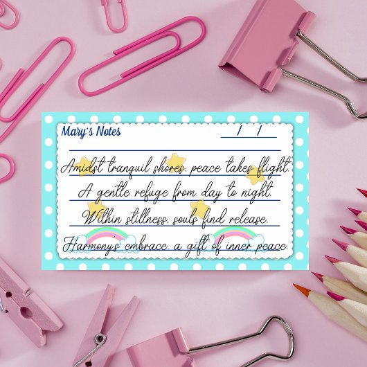 青い水玉模様、かわいい星、虹10インチx 6" ポストイット