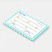 青い水玉模様、かわいい星&虹 10" x 6" ポストイット (アングル)