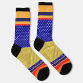 青い水玉模様+その他のストライプ ソックス (右)