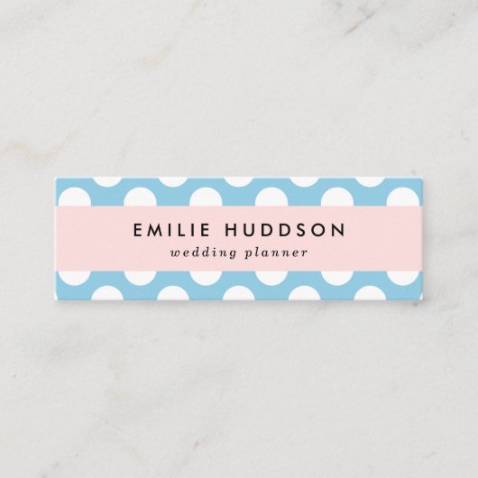 青い水玉模様、水玉模様パターン、ドット点々のある、 スキニー名刺 (正面)