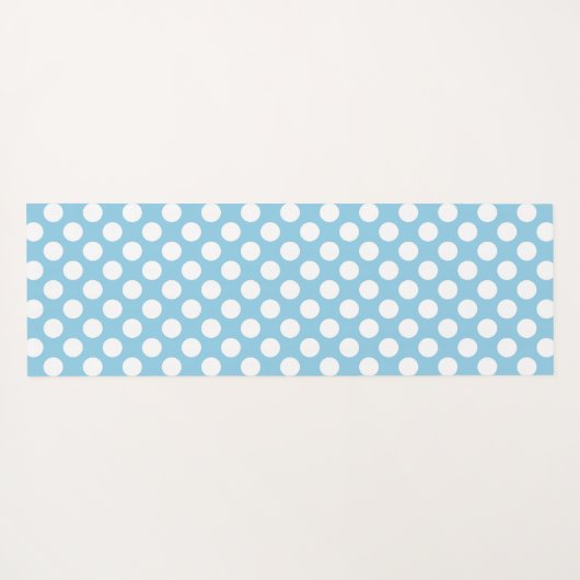 青い水玉模様、水玉模様パターン、ドット点々のある、 ヨガマット (裏面(横))