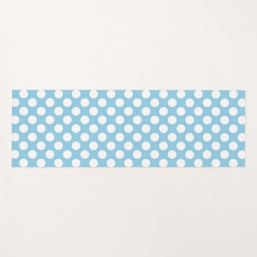 青い水玉模様、水玉模様パターン、ドット点々のある、 ヨガマット (正面(横))