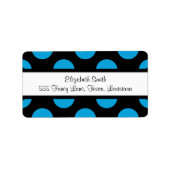 青い水玉模様、水玉模様パターン、ドット点々のある、 ラベル (正面)