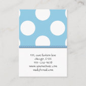 青い水玉模様、水玉模様パターン、ドット点々のある、 名刺 (裏面)