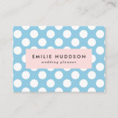 青い水玉模様、水玉模様パターン、ドット点々のある、 名刺 (正面)