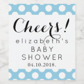 青い水玉模様、水玉模様パターン、ベビーシャワー ワインラベル (シングルラベル)