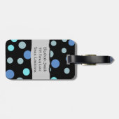 青い水玉模様、水玉模様パターン、名前 ラゲッジタグ (裏面横)