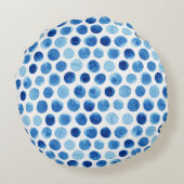青い水玉模様、水色のシームレスなパターン。 ラウンドクッション (裏面)