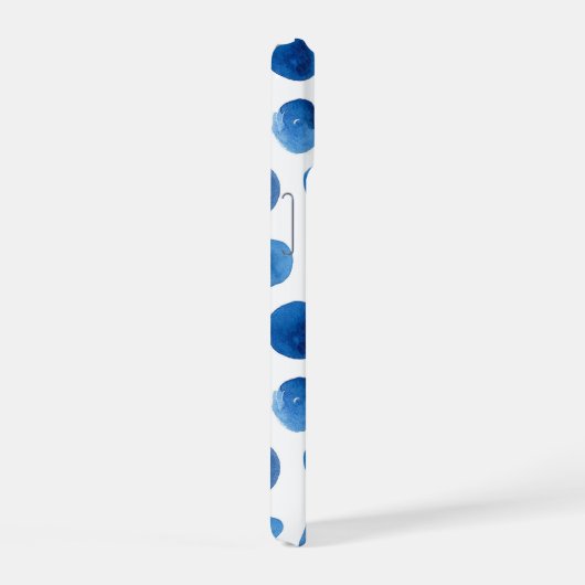 青い水玉模様。水色ネイビー航海の模様 iPhone 15ケース (右側面)