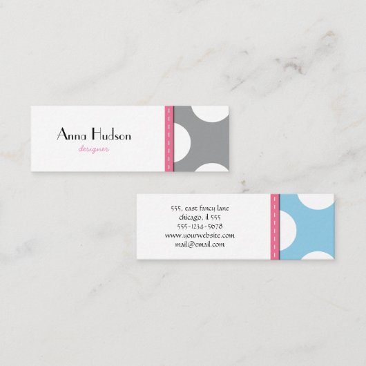青い水玉模様、灰色の水玉模様、パター点々のあるン スキニー名刺 (正面/裏面)