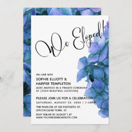青い水色あじさい駆け落ち！タイポグラフィ 招待状