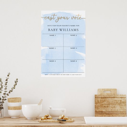 青い水色あなたの投票ベビー名投票 ポスター (キッチン)