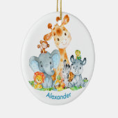 青い水色かわいいサファリジャングル動物 セラミックオーナメント (右)