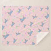 青い水色かわいいユニコーン虹の星模様 シェルパブランケット (正面(横))