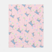 青い水色かわいいユニコーン虹の星模様 フリースブランケット (正面)