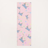 青い水色かわいいユニコーン虹の星模様 ヨガマット (正面)