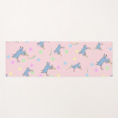 青い水色かわいいユニコーン虹の星模様 ヨガマット (正面(横))