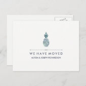 青い水色で新しいアドレスを見るパイナップル 案内ポストカード (正面/裏面)