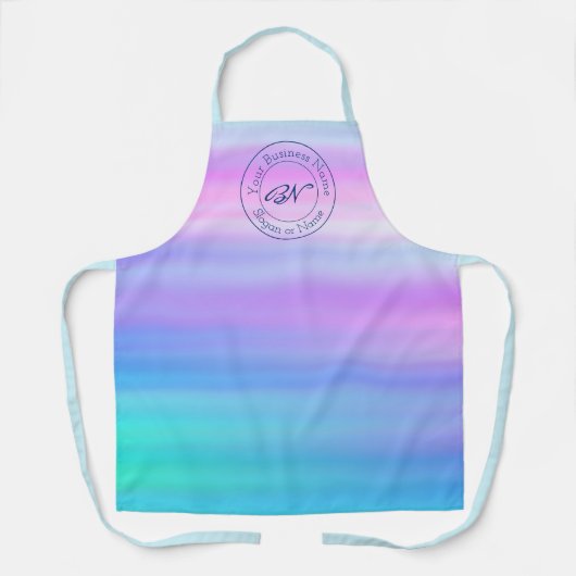 青い水色とカスタムビジネススタンプのロゴ エプロン (正面)