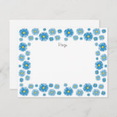 青い水色とペンアスターのガーランドフレーム ノートカード (正面/裏面)