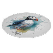 青い水色のかわいいパフィン カッティングボード (角)